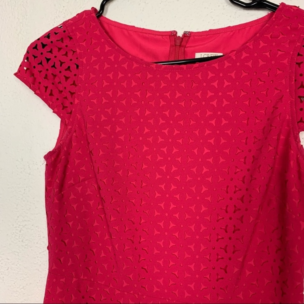 J Crew pink laser cut overlay cap sleeve summer dress size 4 - Picture 2 of 6